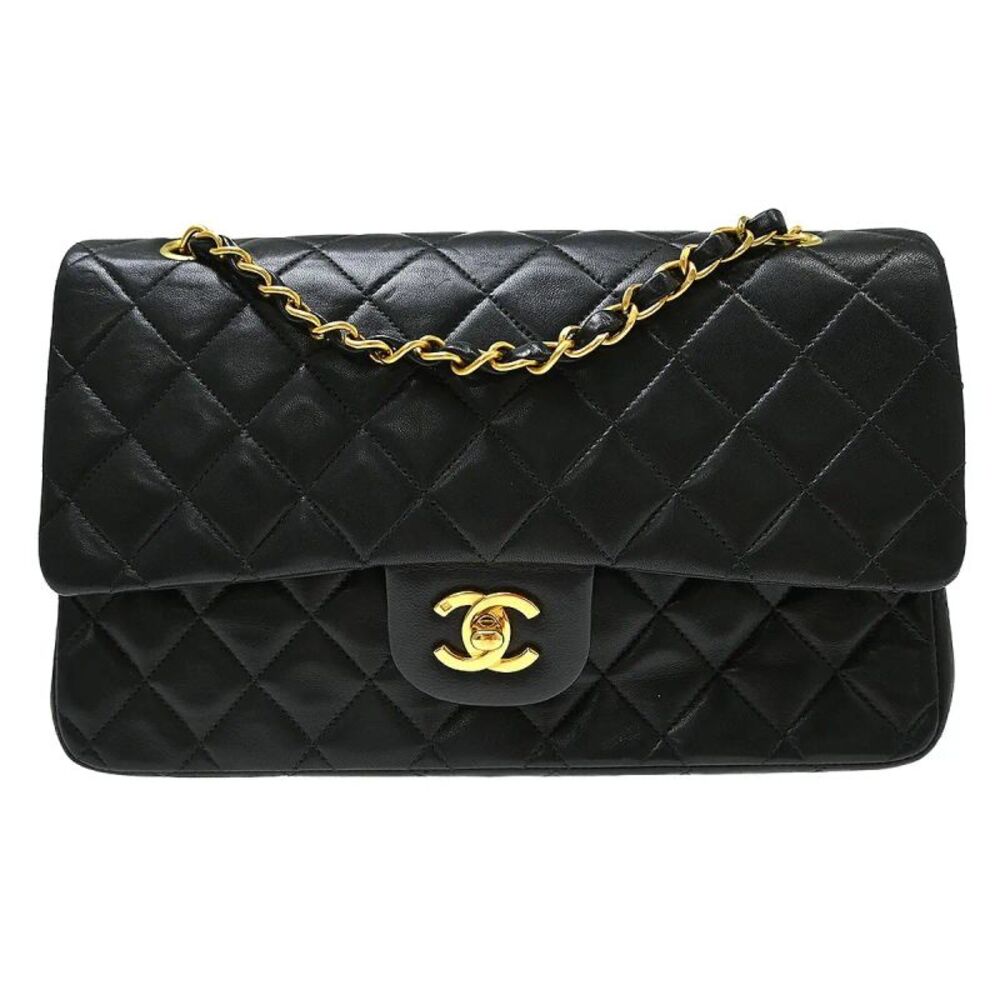 Chanel Timeless - Classic Double Flap Quilted Lambskin Black Leather Shoulder